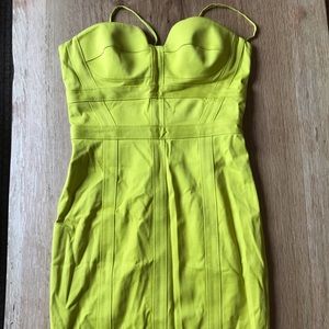 Marciano chartreuse bustier dress
